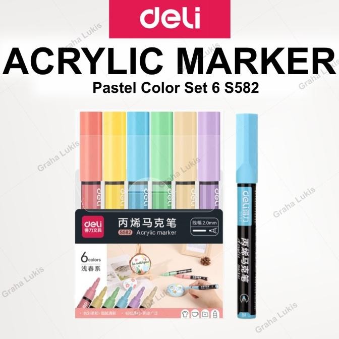 

Sale Deli Acrylic Marker / Spidol Akrilik Papan Tulis / Kaca 6 Warna Pastel