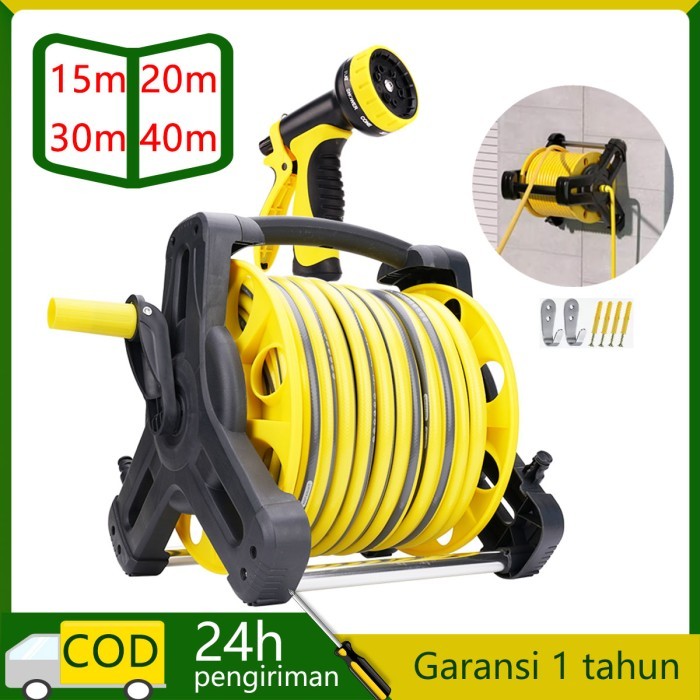 TERBAIK 40M Hose Reel Set Gulungan Pipa Air Set Gulungan Selang Dengan Selang Air Selang Air Tahan