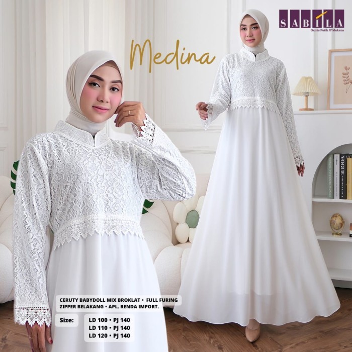 gamis lebaran/dress maxy putih premium terbaru
