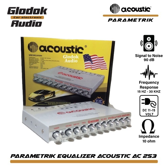 Acoustic AC253 Preamp parametric Equalizer 11 Band With Freq Subwofer