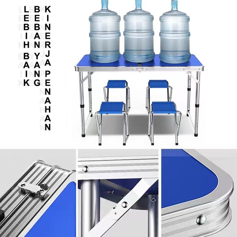 Meja Lipat Meja Koper Portabel Aluminium 120x60 CM Meja Camping Outdoor Meja Jualan Serbaguna Z1A1