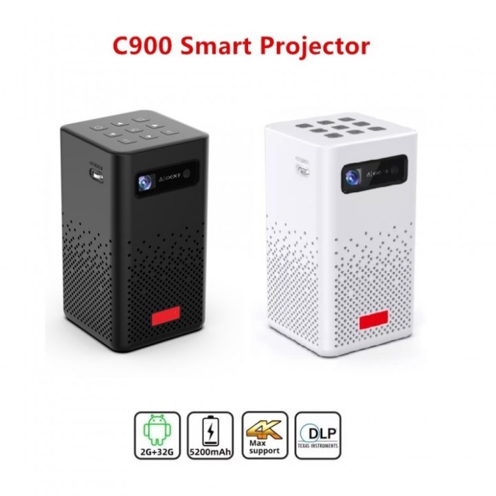 TOUMEI C900 - Mini Smart Android 9.0 DLP Projector - 100ANSI Lumens