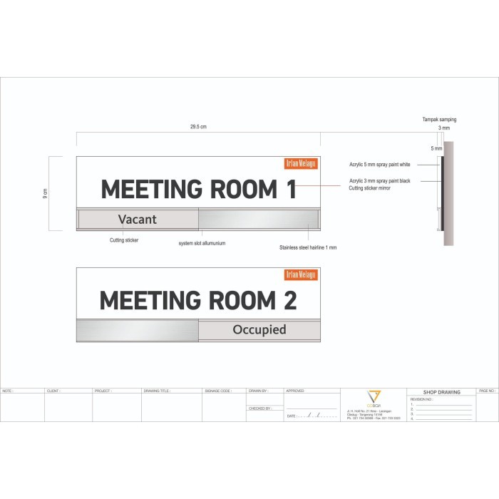 

Signage Meeting Room Ukuran 29cm x 9cm