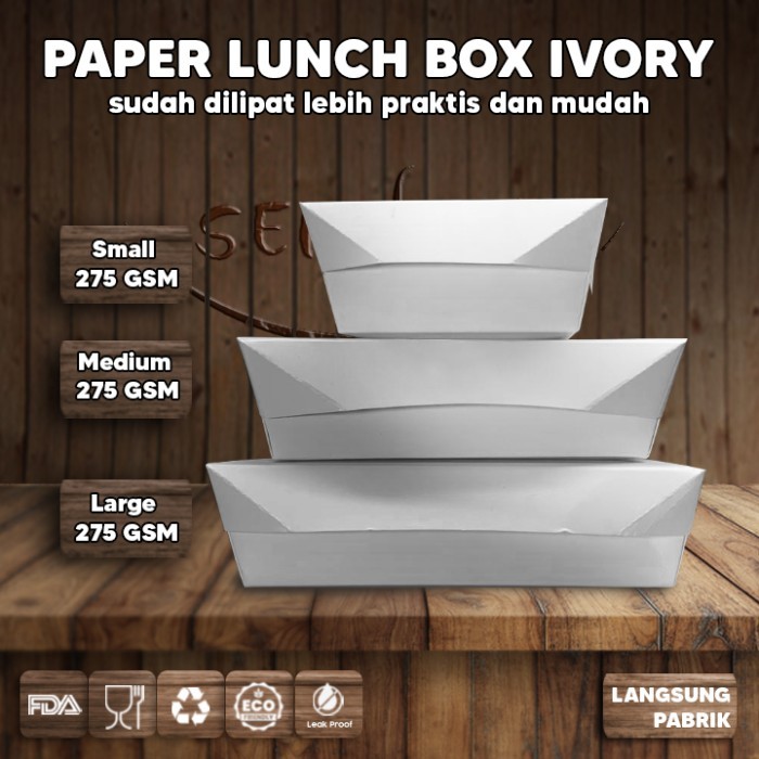 Kotak Lunch Box Paper Putih Paper Lunch Box Ivory Tebal