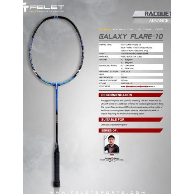 RAKET BADMINTON FELET AEROMARS 10 GALAXY FLARE 10 ORIGINAL