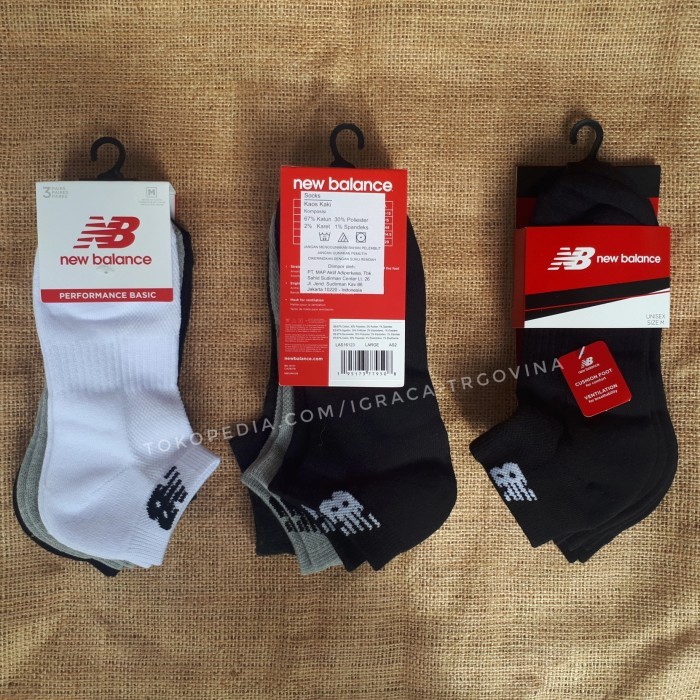 Kaos Kaki New Balance Original Unisex Ankle 3 Pasang