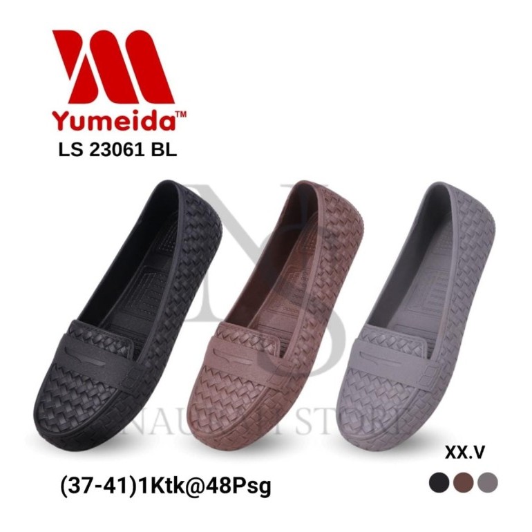 Sepatu Karet Wanita Yumeida LS 23061 Slip On Flatshoes PVC Jelly