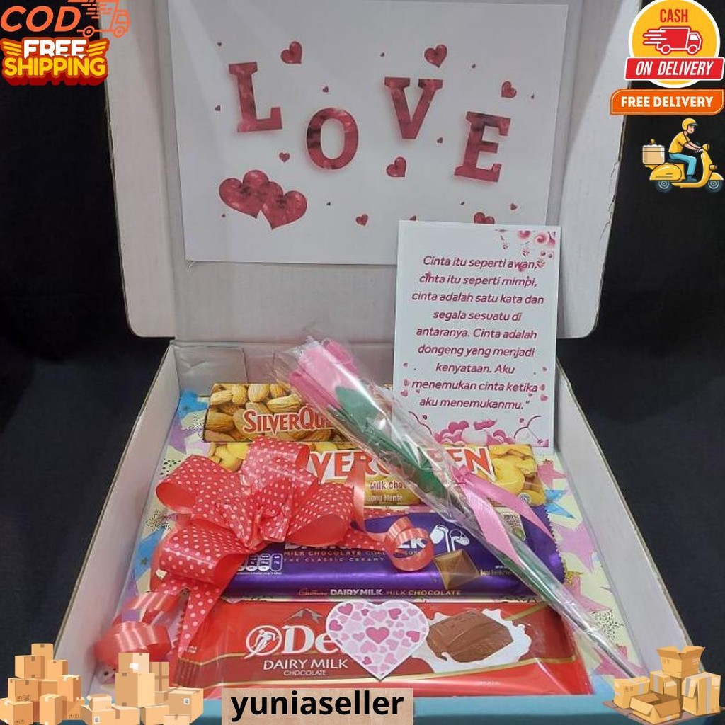 

Hampers Snack Kado Bingkisan Hadiah Parcel Coklat Valentine 1-6 D Cod