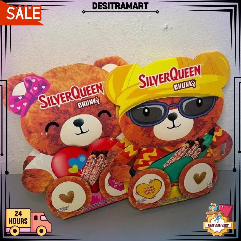 

Limited Edition || Silverqueen Teddy Bear Isi 3 Pcs X Coklat Chunky Bar 26 Gr Edisi Valentine D Gratis Ongkir