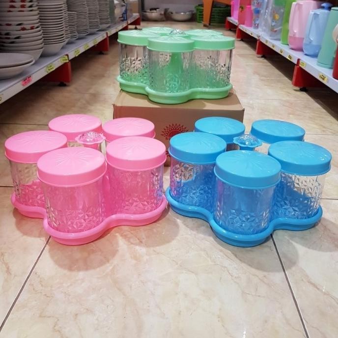 Toples kue set kristal sunrise/toples serbaguna 5 kristal/ toples raya lebaran akrilik