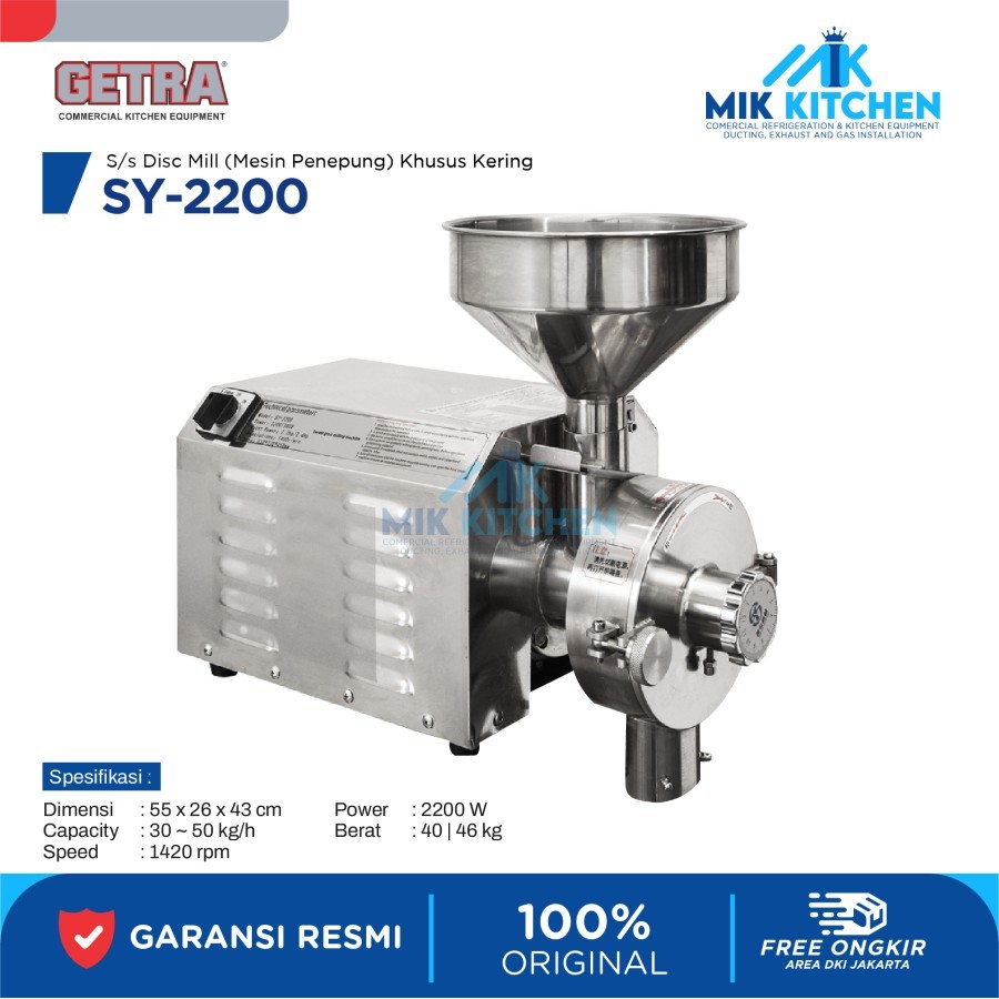 GETRA S/S Disc Mill (Mesing Penepung) Khusus Kering SY-2200 / SY 2200