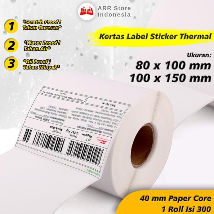 

Label Barcode 100 X 150 mm Kertas Sticker Thermal 80 X 100 mm 300 pcs