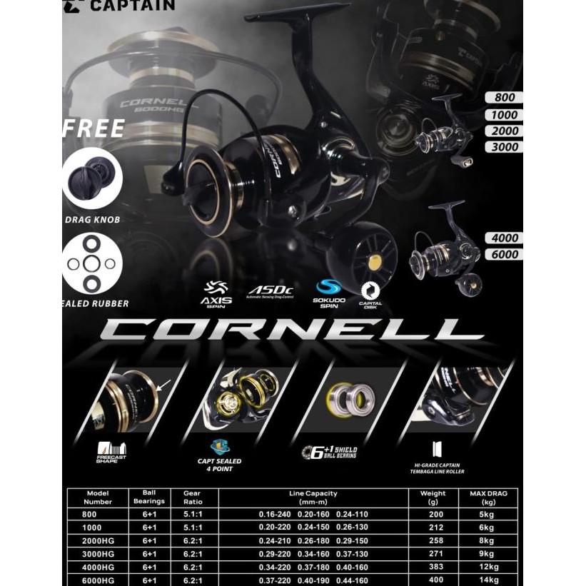 Reel Pancing Captain Cornell Hg 800 6 61 Eal Bearing Power Handle Engu Fihing