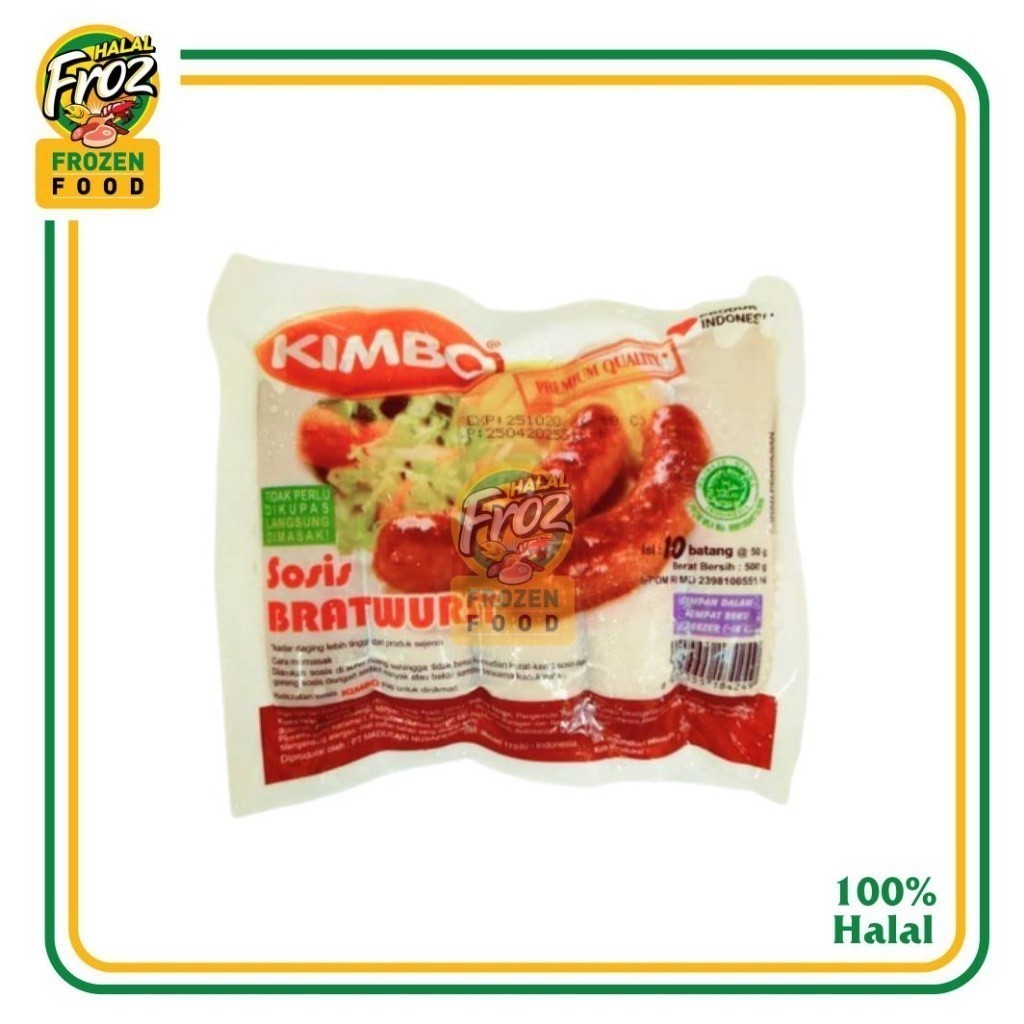 

Sosis Kimbo Bratwurst Premium Quality 10pcs 500gramGosend Ready, Paling murah, Terlaris