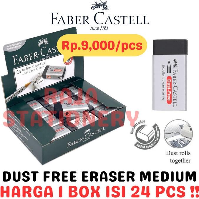 

FABER CASTELL ERASER DUST FREE PENGHAPUS FABER HITAM MEDIUM [24PCS]