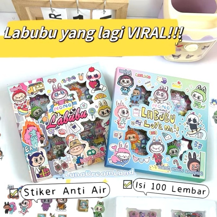 

STICKER LABUBU 100 LEMBAR WATERPROOF Viral | STIKER BOX TAHAN AIR Stiker LABUBU