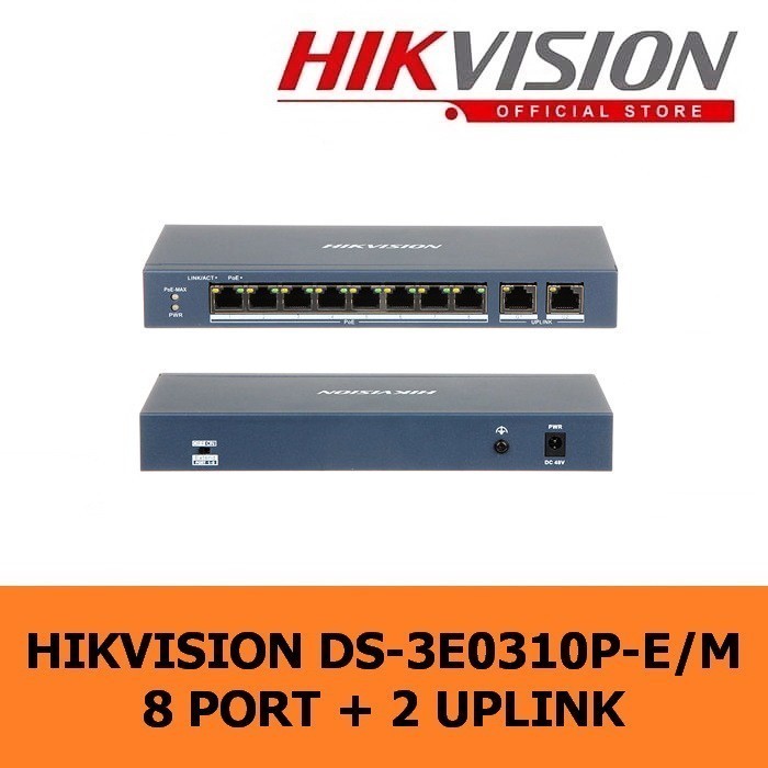 TERMURAH - HIKVISION DS-3E0310P-E/M 8 Port Poe + 2 Uplink Switch Hub Poe 8 Port