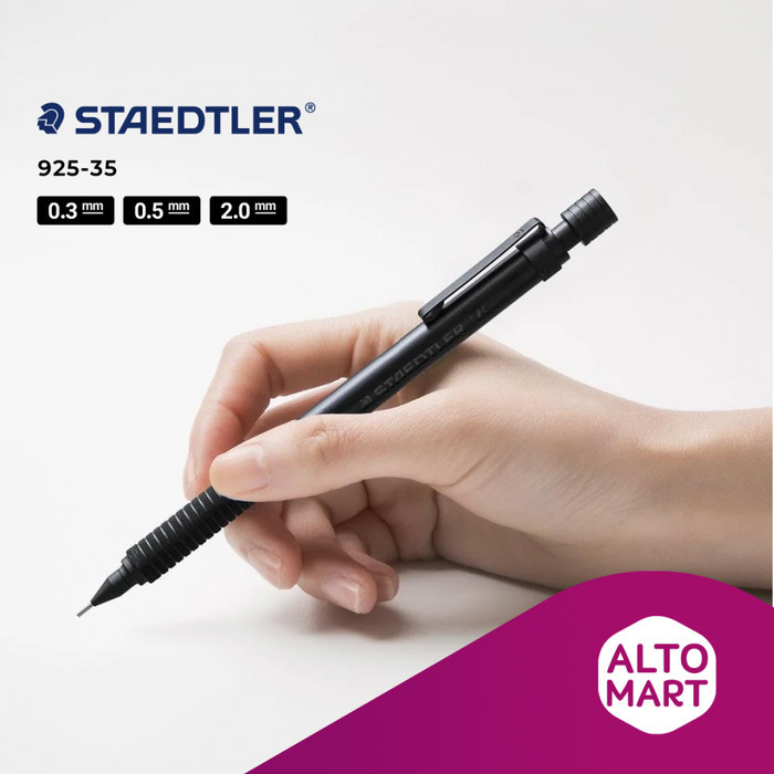 Staedtler 925-35 All Black Series Drafting Mechanical Pencil 0.3 0.5 2.0 Mm Pensil Mekanik Cetek