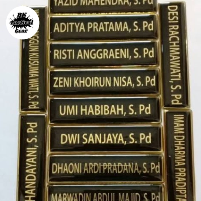 

Name Tag / Huruf Gold / Papan Nama Pns/Guru / Nama Dada + Resin