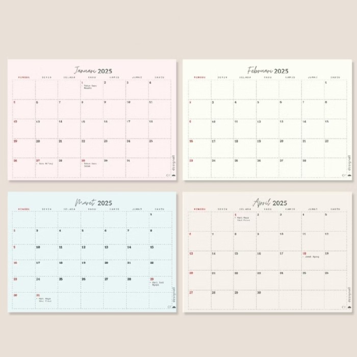 

Kalender 2025 Meja Duduk Aesthetic Spiral Cr