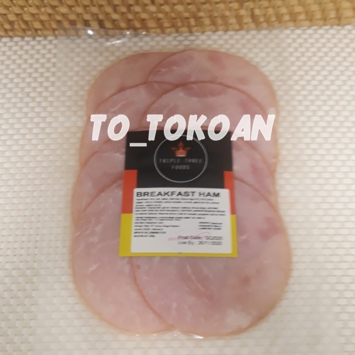 

TRIPLE THREE PORK BREAKFAST HAM SLICE DAGING BABI OLAHAN 100 GR