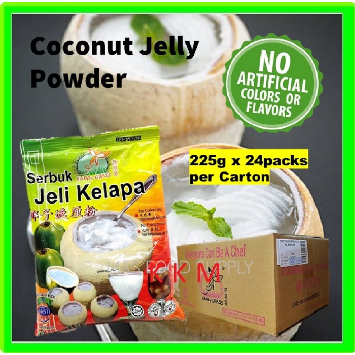 

KARTONAN HAPPY GRASS SERBUK JELI KELAPA COCONUT JELLY 225GR ISI 24PACK