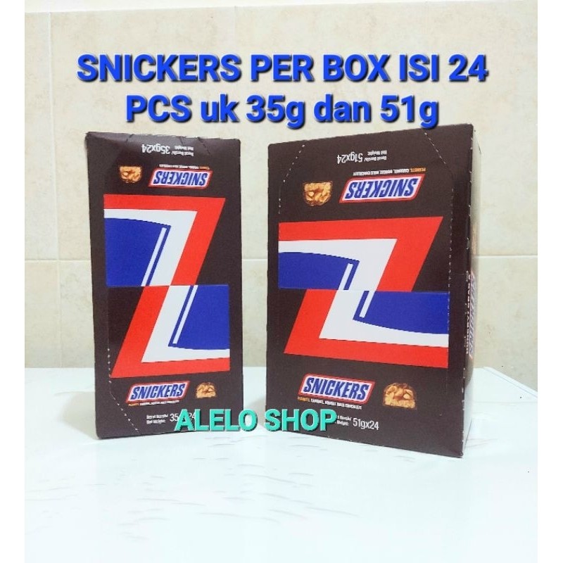 

Snickers chocolate 35gr 51gr box isi 24 pcs peanut nougat caramel bar snickers coklat 35g 51g 35 51