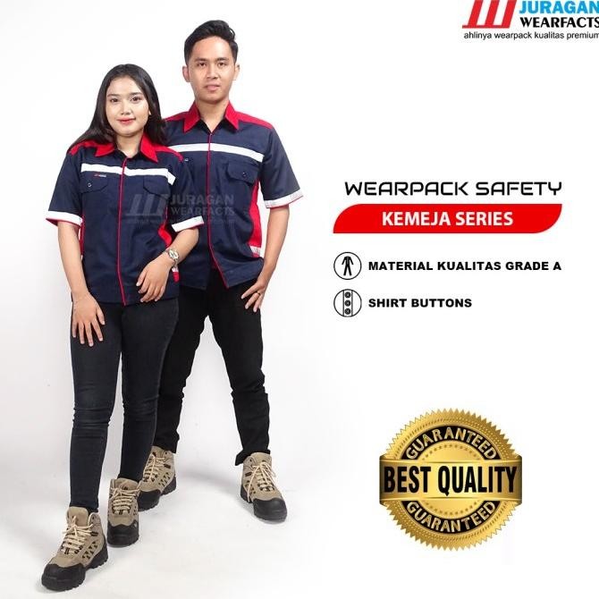 Juragan Wearfacts - Wearpack Kerja Lengan Pendek Warna Merah Navy