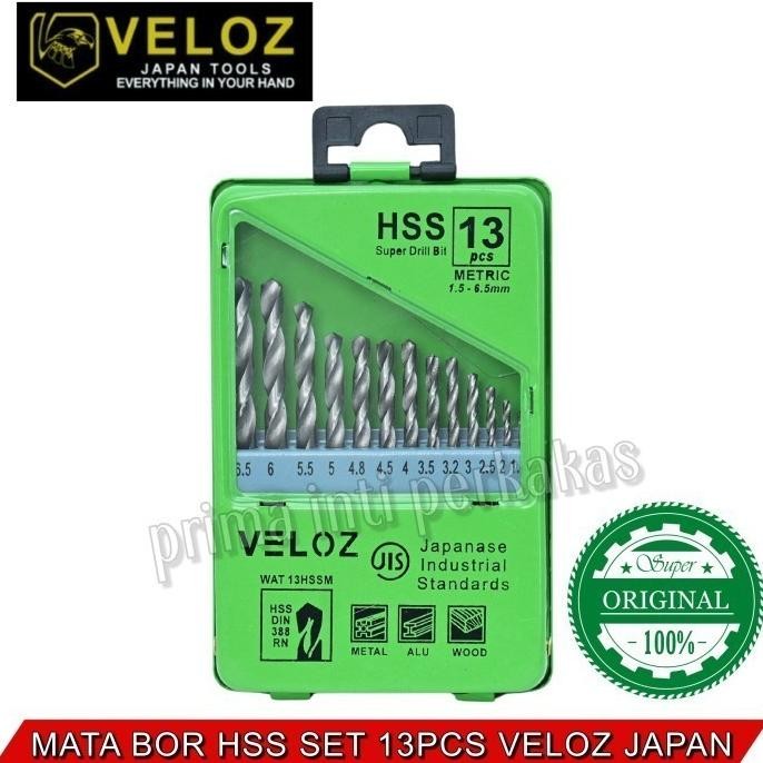 Mata Bor Set Bahan HSS 13 pcs - Mata Bor Besi Set Veloz Japan Terbaik