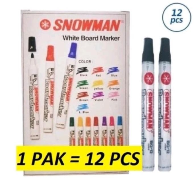 

Spidol Snowman White board marker BG12 hitam isi 12pcs BS76