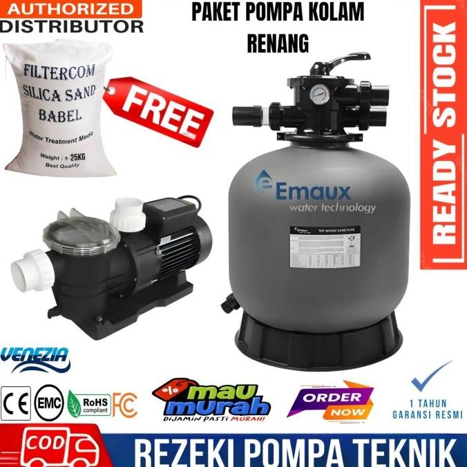 Pompa Kolam Renang Venezia Stp50+Sand Filter Emaux Paket Kolam Renang