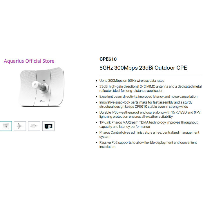 Tp-Link Cpe610 5Ghz 300Mbps 23Dbi Outdoor Cpe - Tp Link Cpe 610