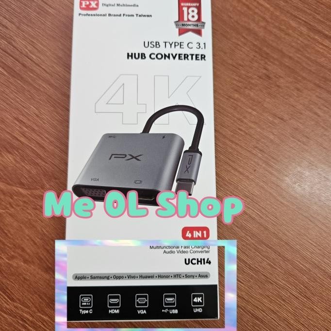 TYPE C 3.1 TO HDMI VGA USB HUB CONVERTER ADAPTOR 4IN1 PX UCH14