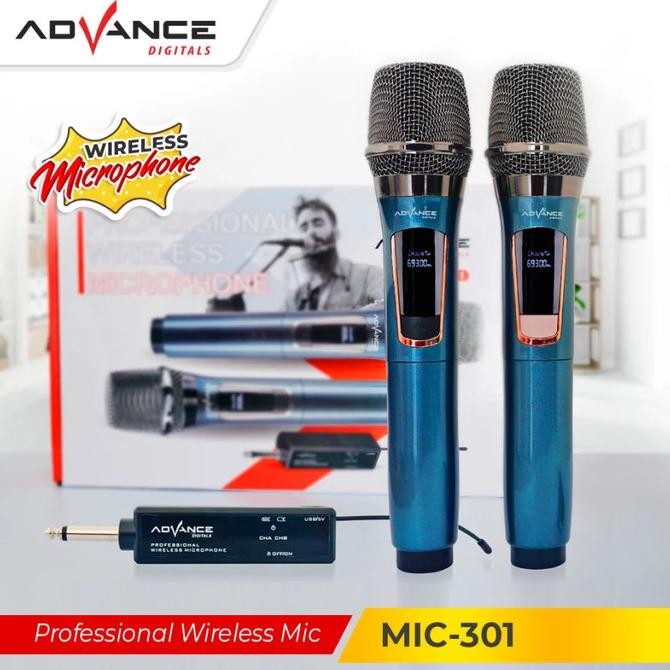 Sale Advance Mic-301 Microphone Wireless Double 2 Mic Karaoke Nirkabel Ori