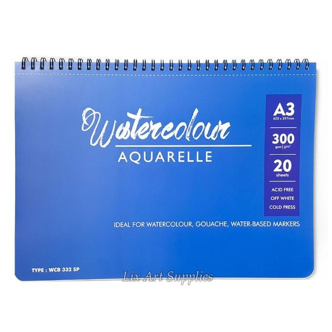 

TERMURAH V-Tec Watercolor Book Spiral A3 - 20 lbr (300 gsm) Cold Pressed