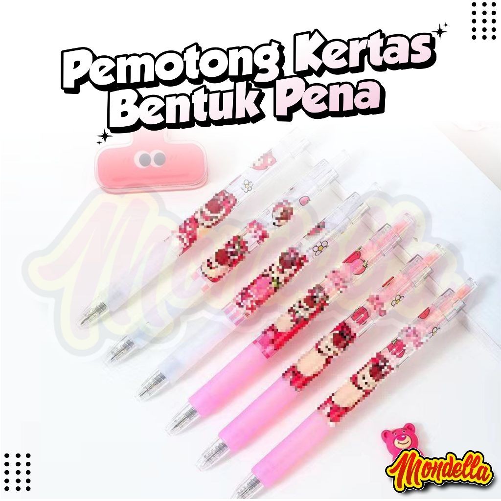 

Pemotong Kertas Bentuk Pena Karakter Kartun Bear Strawberry Lucu Cutter Pen Knife Cut Stickers