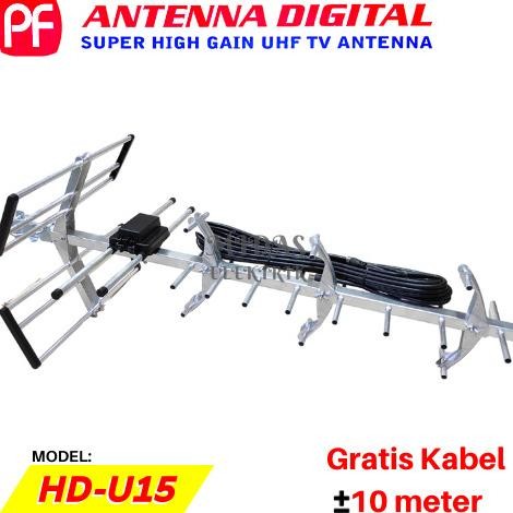 ANTENA TELEVISI LUAR RUANGAN DIGITAL OUTDOOR PF HDU HD U 15 U15 HDU15 SUPER HIGH GAIN UHF TV ANTENNA