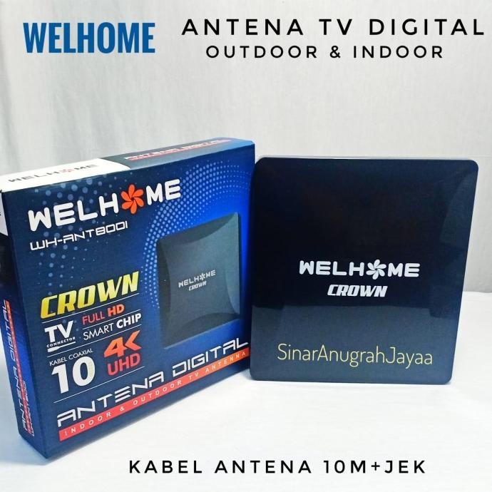 WELHOME ANTENA TV DIGITAL INDOOR OUTDOOR KABEL 10M ANT8001 LUAR DALAM READY