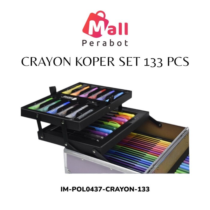 

Mall Perabot Crayon Set 133 Pcs Koper Aluminium Besi Box Alat Lukis Anak Koper Set Krayon Mewarnai