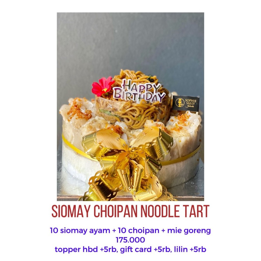 

SIOMAY MIX CHOIPAN NOODLE TART , BLM TERMASUK TOPPER / CARD