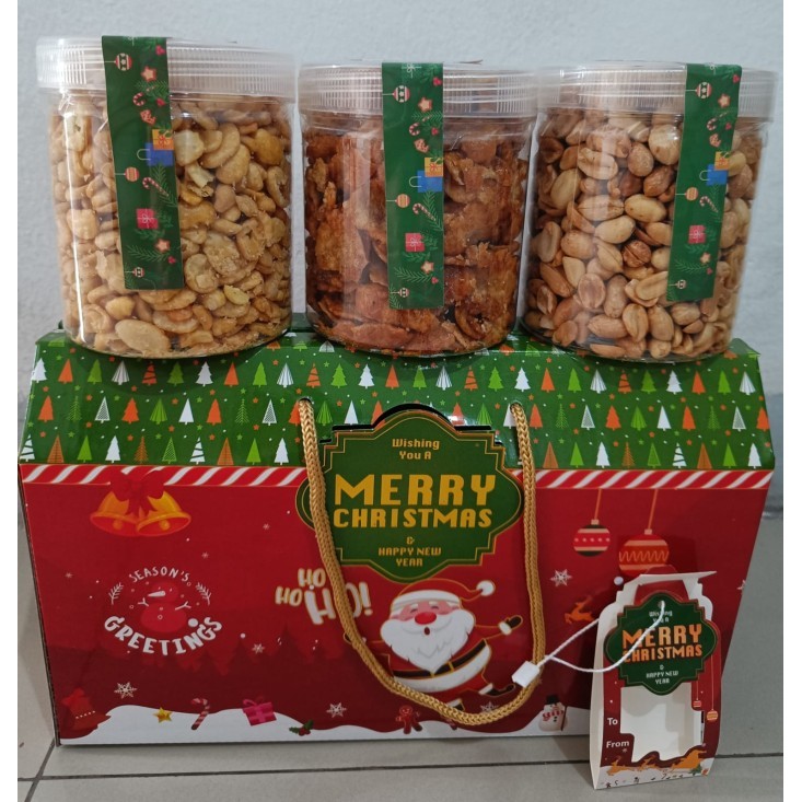 

1 BOX ISI 3 TOPLES HAMPERS NATAL/ PARCEL NATAL/ HAMPER MERRY CHRISTMAS