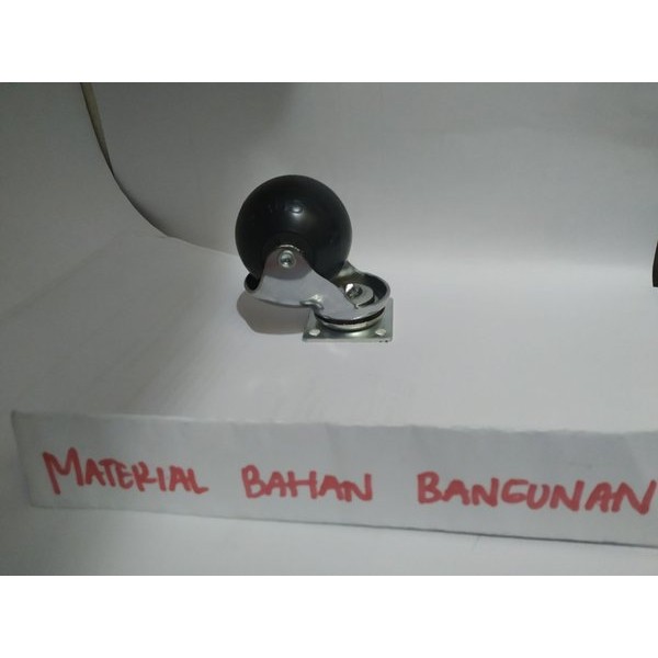 Roda Karet Bulat 2 inch Hidup Mini Kecil Abus TG Hitam Ban Etalase Roda Karet Hidup Kecil Meja Kursi