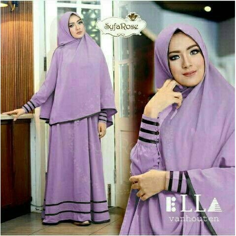 Gamis Syari Bergo Syfarose LilacSyari Bergo Syfarose Lilac Bhn Jersey Premium Satu ukuran Fit XL LD1