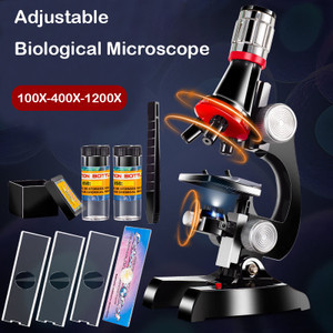 LabTestKit Kids Zoom Biological Microscope Lab Led 100x 400x 1200x School Science Experiment Educati