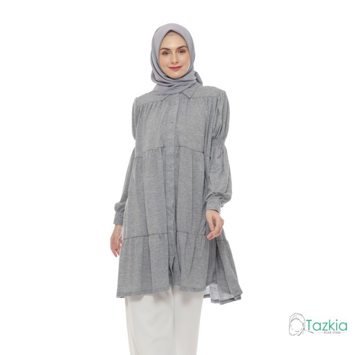 Murah Atasan Muslim Wanita Himeka Tunik Abu M L XL Tazkia Hijab Non COD