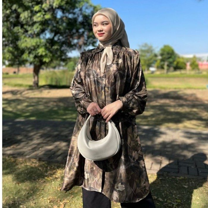 Murah Tunik Wanita Tsurayya Motif Premium Armani Silk Oversize Dress Gamis Blouse Non COD