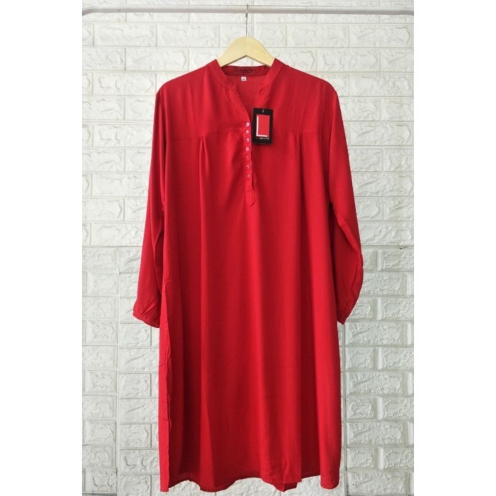 Murah Tunik Polos Rayon Jumbo Merah Cabe Non COD