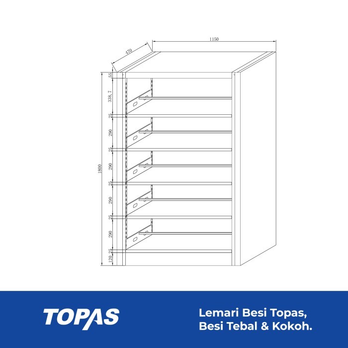 TOPAS LEMARI BESI RAK BUKU PERPUSTAKAAN SEKOLAH 2 MUKA