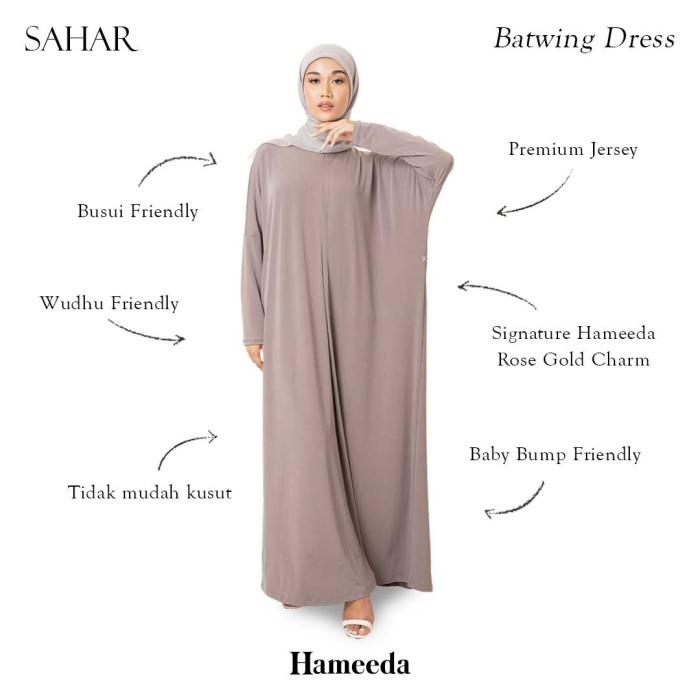 Murah Hameeda - Sahar Batwing Dress Loose Jersey Dress Busui Non COD