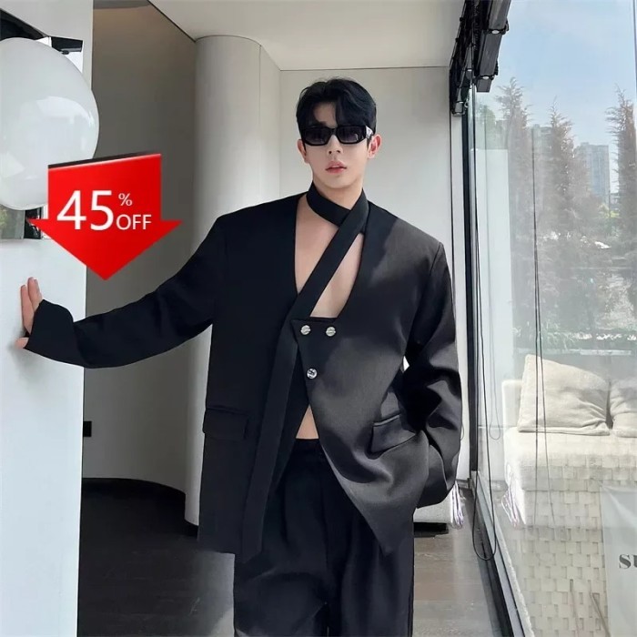 AppleDezign Y2K Korean structural blazer men blazer slim fit wedding suits for
